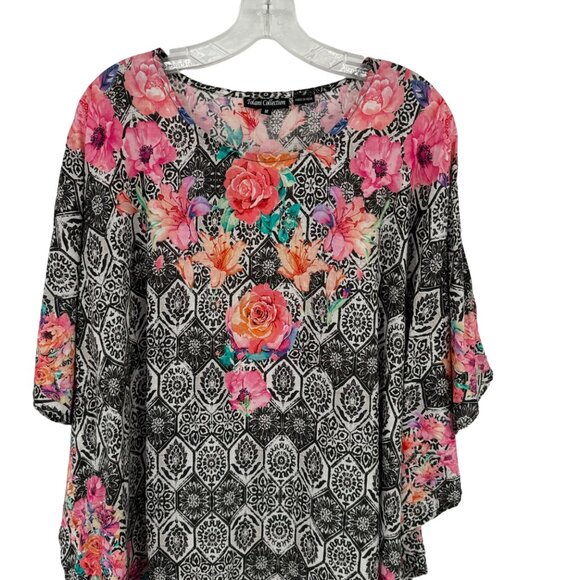 Tolani Collection Floral Print Tunic Top Size Medium Modal Boho Womens Blouse - Picture 4 of 10